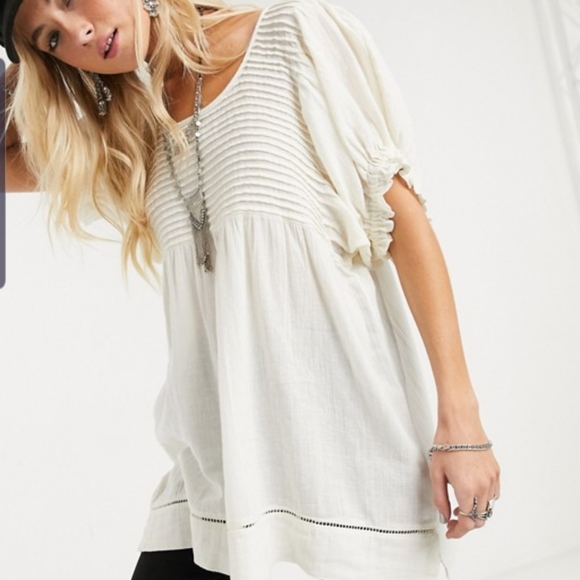 Free People Elsie Puff Sleeve Tunic in White - Picture 7 of 14